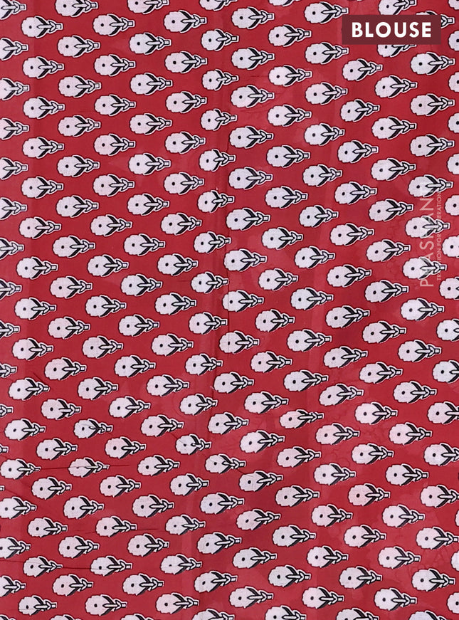 Jaipur cotton saree maroon and green with plain body and printed border