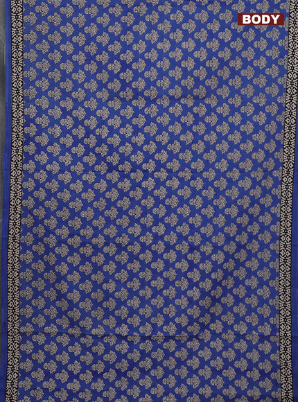 Jaipur cotton saree blue and black with allover butta prints and printed border
