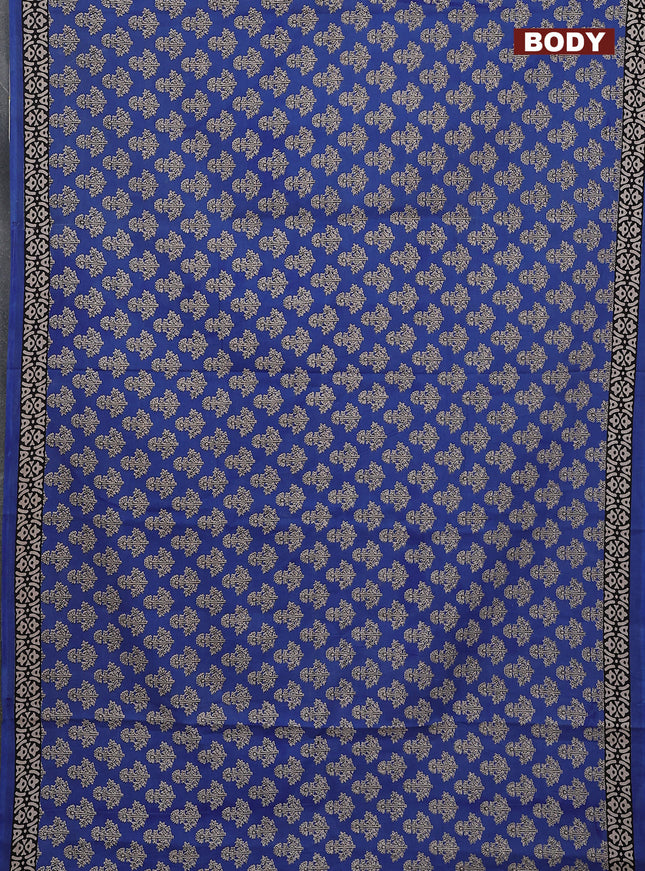 Jaipur cotton saree blue and black with allover butta prints and printed border