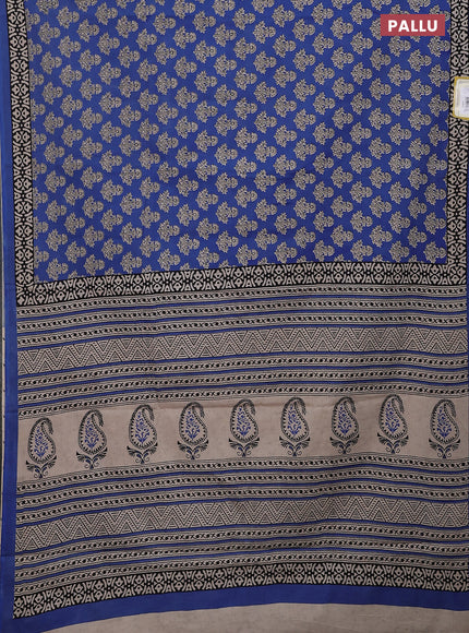 Jaipur cotton saree blue and black with allover butta prints and printed border
