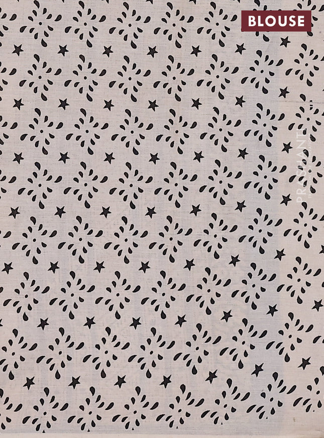 Jaipur cotton saree blue and black with allover butta prints and printed border