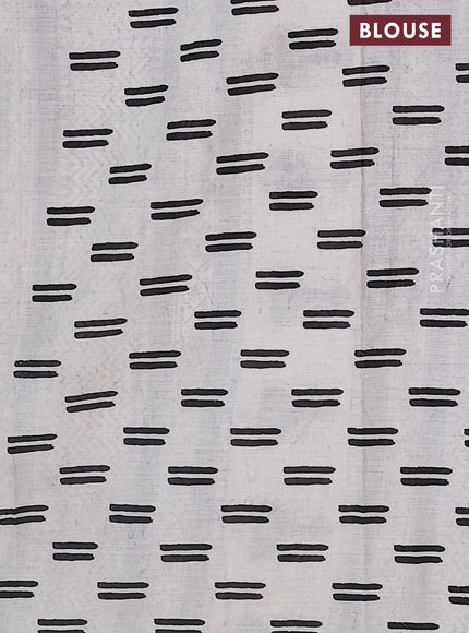 Jaipur cotton saree blue and black with allover floral prints and printed border