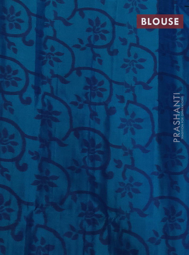 Pure soft silk saree lavender and dual shade of blue with copper zari woven buttas and ikat style border