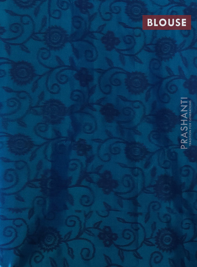 Pure soft silk saree navy blue and dual shade of blue with copper zari woven buttas and ikat style border