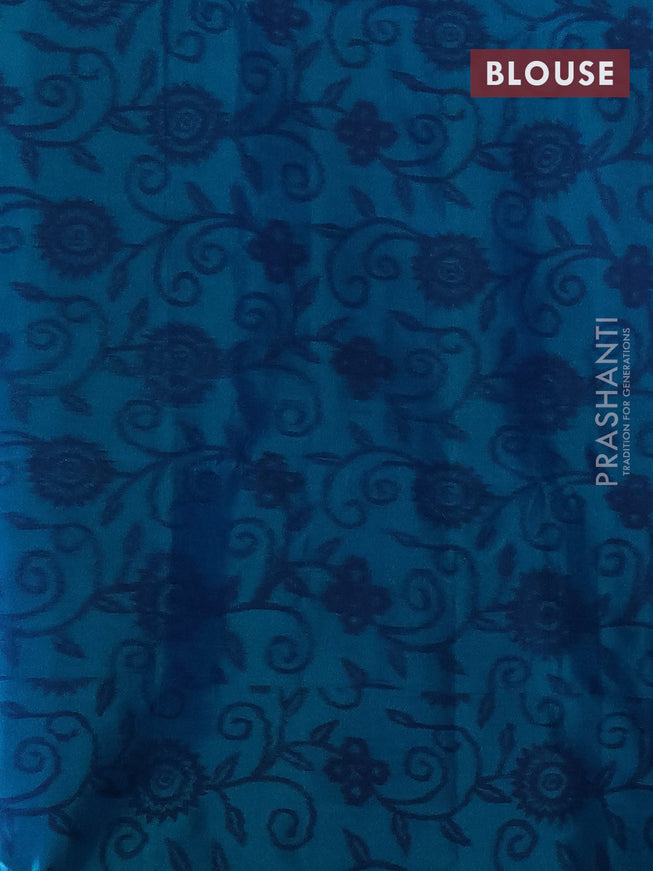 Pure soft silk saree navy blue and dual shade of blue with copper zari woven buttas and ikat style border