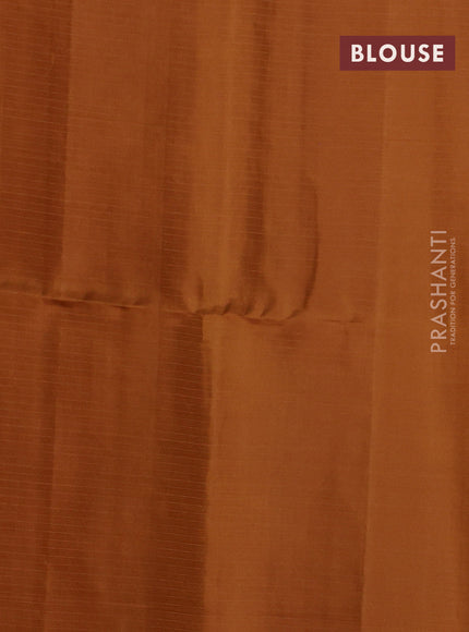 Pure soft silk saree dual shade of pinkish orange and dark mustard with allover thread & zari weaves in borderless style