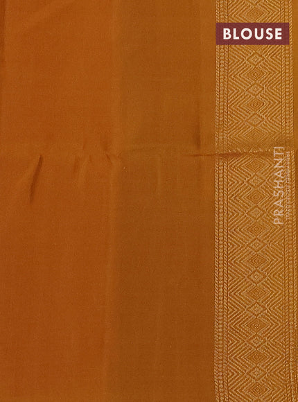 Pure soft silk saree green and mustard yellow with allover ikat weaves & zari buttas in borderless style
