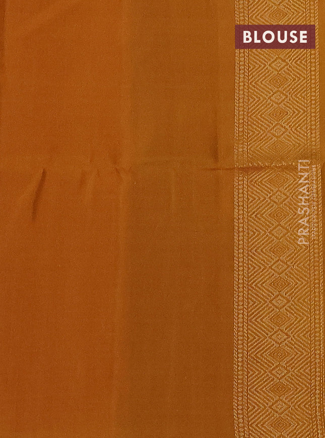 Pure soft silk saree green and mustard yellow with allover ikat weaves & zari buttas in borderless style