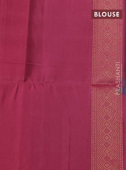 Pure soft silk saree teal blue and peach pink shade with allover ikat weaves & zari buttas in borderless style