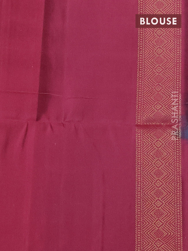 Pure soft silk saree teal blue and peach pink shade with allover ikat weaves & zari buttas in borderless style