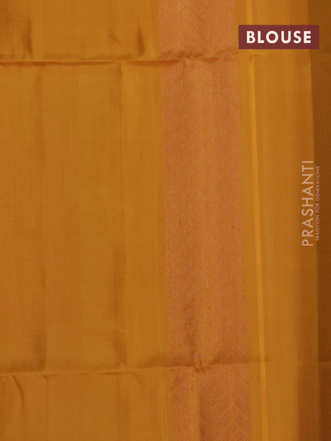 Pure soft silk saree dark mustard with thread & zari woven buttas and long woven border