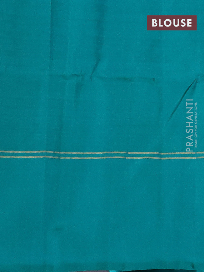 Pure soft silk saree dual shade of pinkish orange and teal green shade with allover zari weaves and zari woven simple border