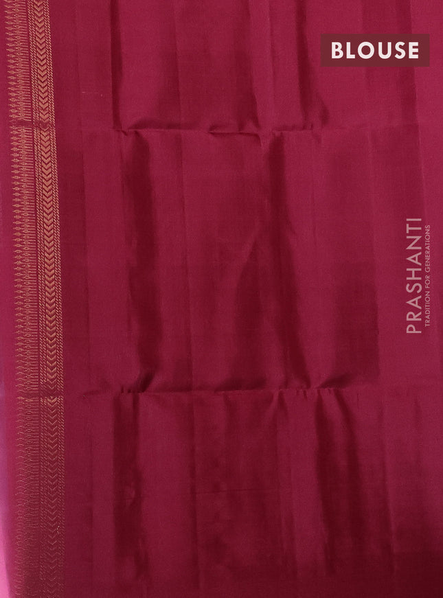 Pure soft silk saree teal blue and mauve pink with allover ikat weaves & zari buttas in borderless style