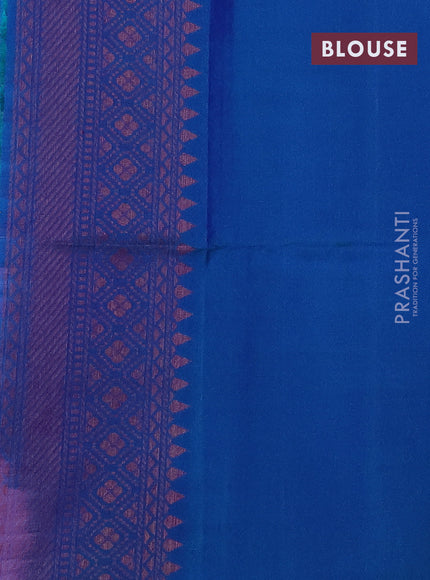 Pure soft silk saree dual shade of blue with allover thread & zari weaves in borderless style
