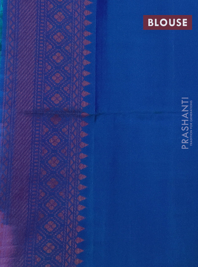 Pure soft silk saree dual shade of blue with allover thread & zari weaves in borderless style