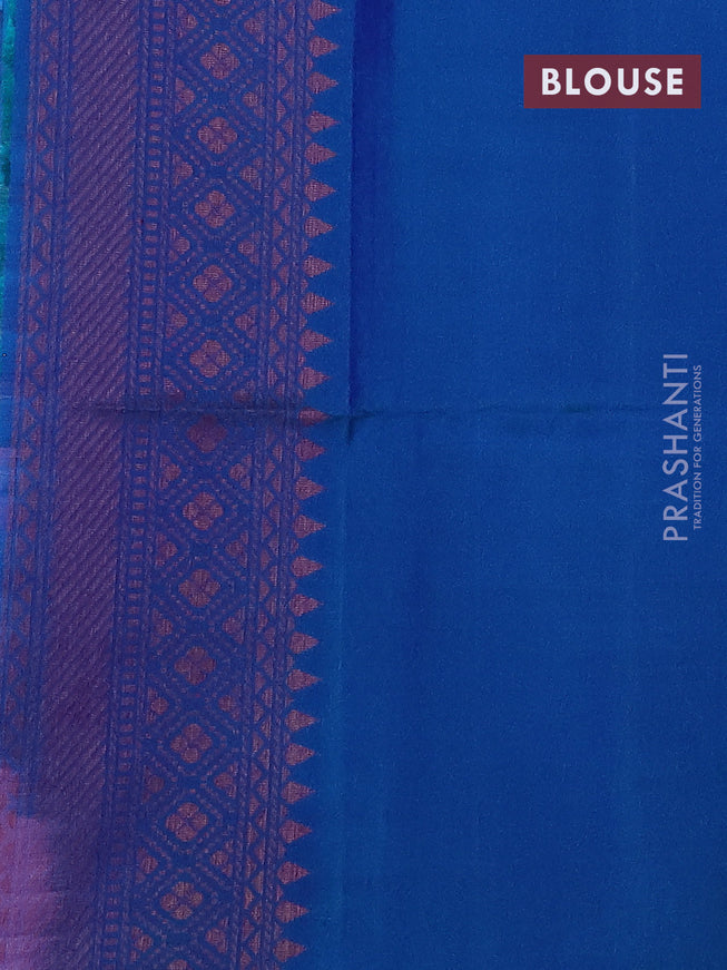 Pure soft silk saree dual shade of blue with allover thread & zari weaves in borderless style