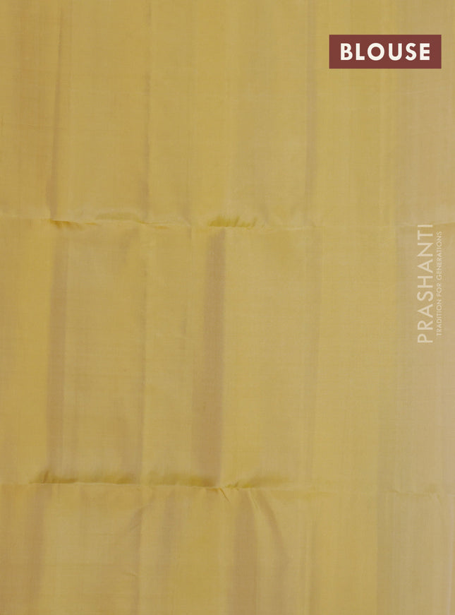 Pure soft silk saree yellow with allover floral zari woven buttas in borderless style