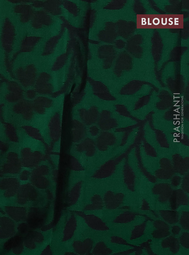 Pure soft silk saree yellow and green with copper zari woven buttas and ikat style border