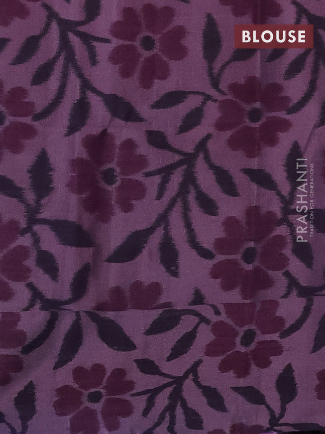 Pure soft silk saree light blue and pastel purple shade with copper zari woven buttas and ikat style border