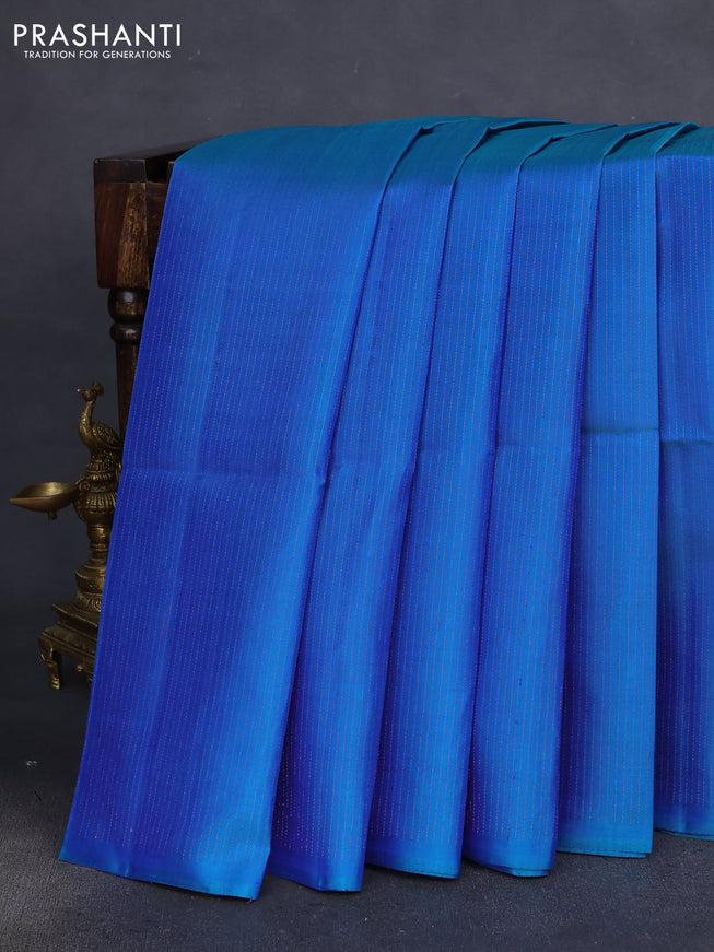 Pure soft silk saree dual shade of blue with allover thread & zari weaves in borderless style