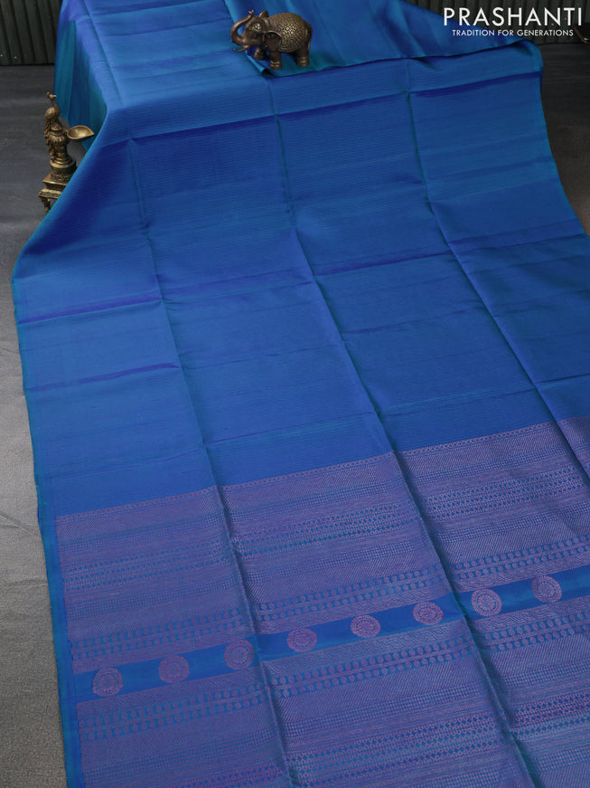Pure soft silk saree dual shade of blue with allover thread & zari weaves in borderless style
