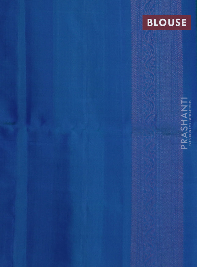 Pure soft silk saree dual shade of blue with allover thread & zari weaves in borderless style