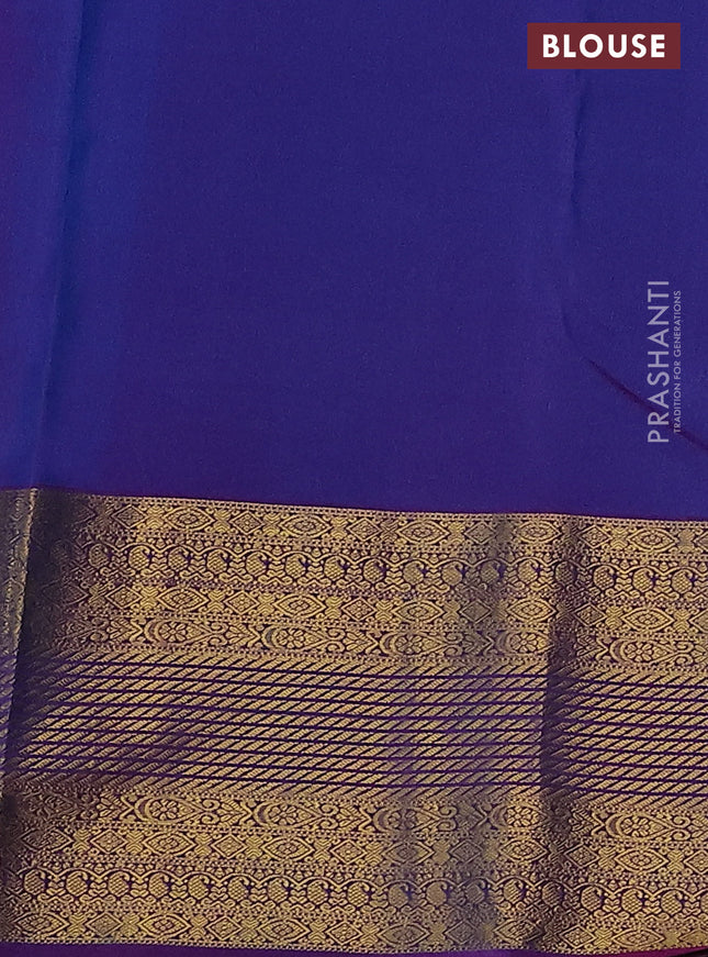 Pure kanchipuram silk saree cs blue and dual shade of purple with zari woven buttas and long zari woven border