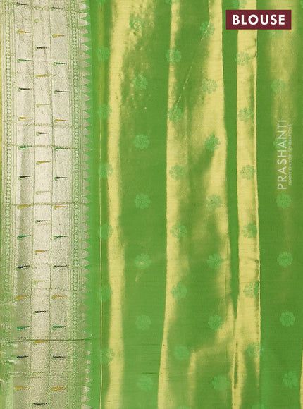 Tissue paithani silk saree dual shade of green with allover zari weaves and rich paithani border
