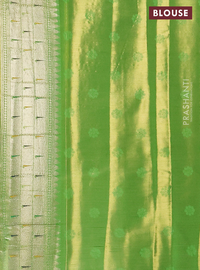 Tissue paithani silk saree dual shade of green with allover zari weaves and rich paithani border