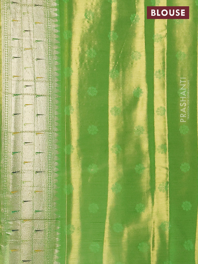 Tissue paithani silk saree dual shade of green with allover zari weaves and rich paithani border