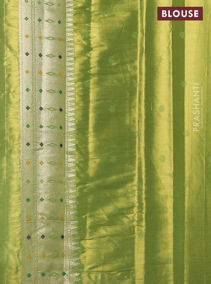 Tissue paithani silk saree dual shade of green with allover zari weaves and rich paithani border