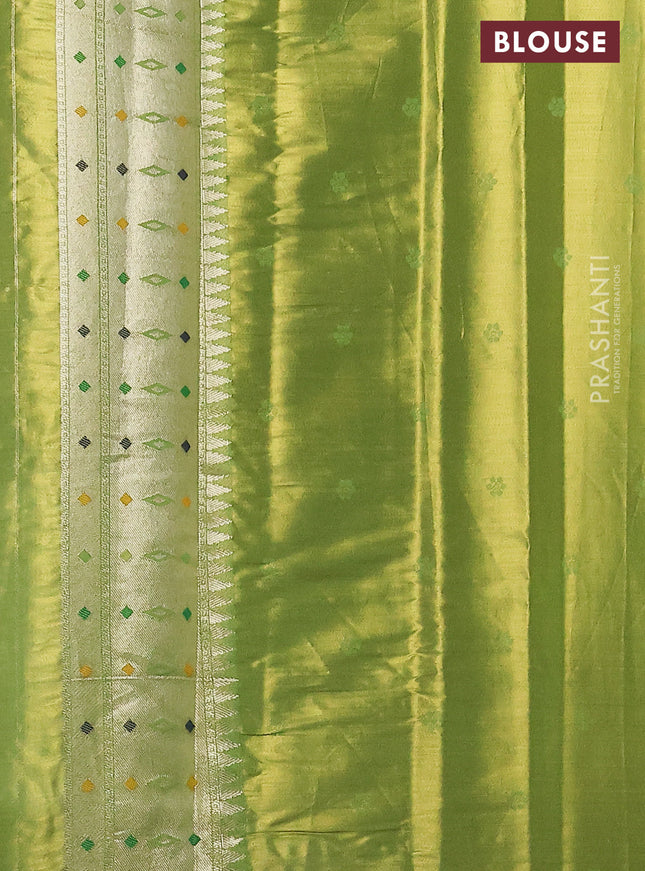 Tissue paithani silk saree dual shade of green with allover zari weaves and rich paithani border