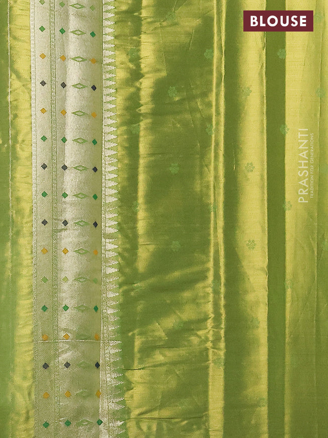 Tissue paithani silk saree dual shade of green with allover zari weaves and rich paithani border