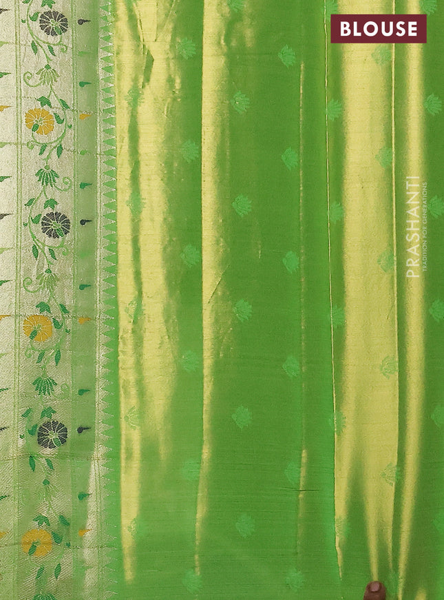 Tissue paithani silk saree dual shade of green with zari woven buttas and rich paithani border