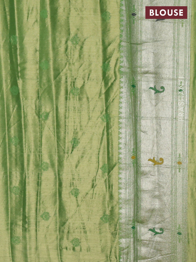 Tissue paithani silk saree dual shade of green with zari woven buttas and rich paithani border