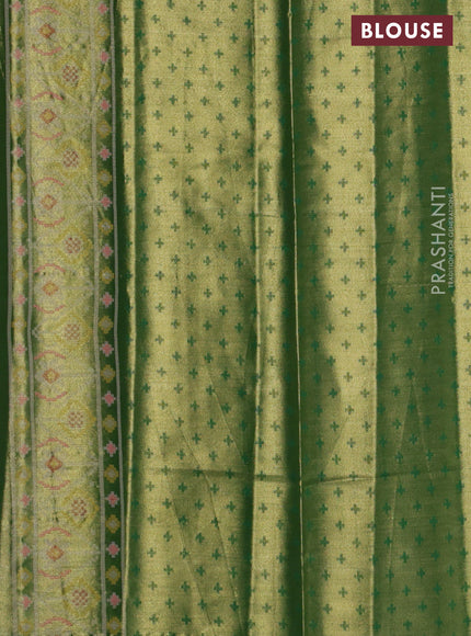 Tissue paithani silk saree dual shade of orange and mehendi green with allover patola weaves and zari woven border