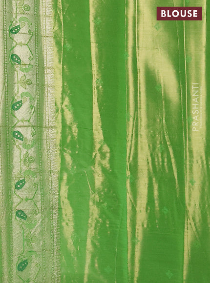 Tissue paithani silk saree light green with zari woven buttas and rich paithani border