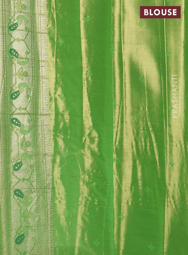 Tissue paithani silk saree light green with zari woven buttas and rich paithani border