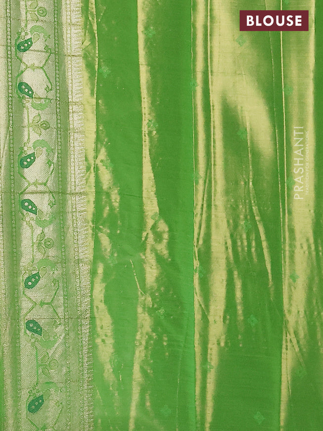Tissue paithani silk saree light green with zari woven buttas and rich paithani border
