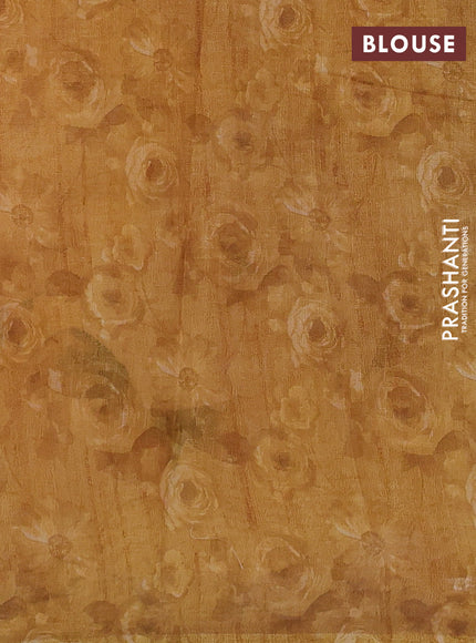 semi linen saree mustard yellow with allover floral digital prints and piping border