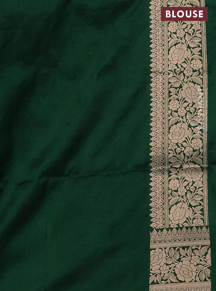 Banarasi uppada silk saree green with allover silver & gold zari woven floral weaves and zari woven border