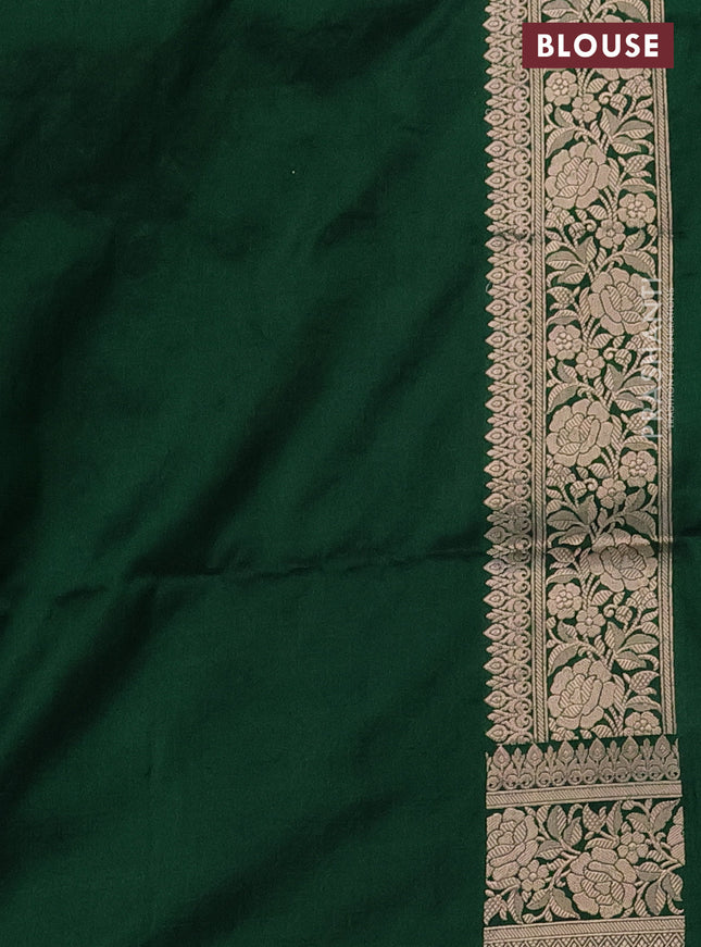 Banarasi uppada silk saree green with allover silver & gold zari woven floral weaves and zari woven border
