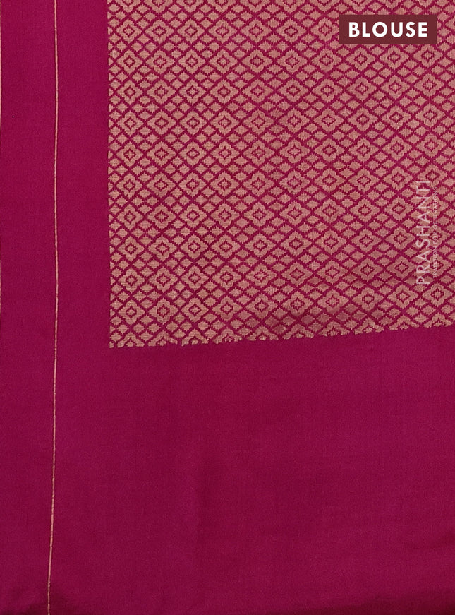 Banarasi uppada silk saree magenta pink with allover thread & zari woven floral weaves and floral zari woven border