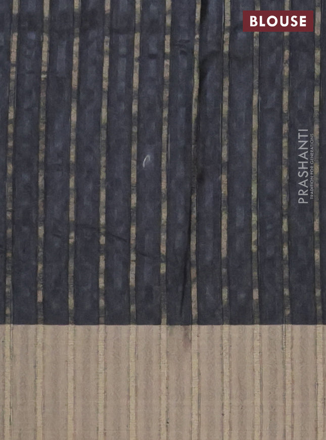 Semi matka saree grey and sandal with allover ikat prints and zari woven border