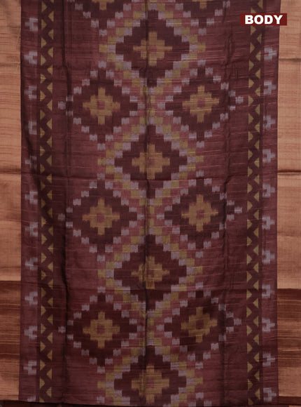 Semi matka saree pastel maroon with allover ikat prints and zari woven border