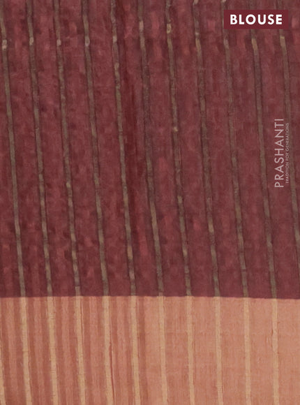 Semi matka saree pastel maroon with allover ikat prints and zari woven border