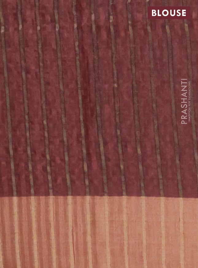 Semi matka saree pastel maroon with allover ikat prints and zari woven border