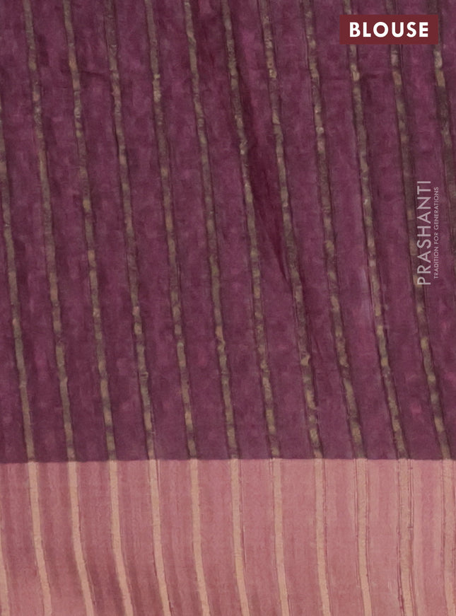 Semi matka saree purple with allover ikat prints and zari woven border