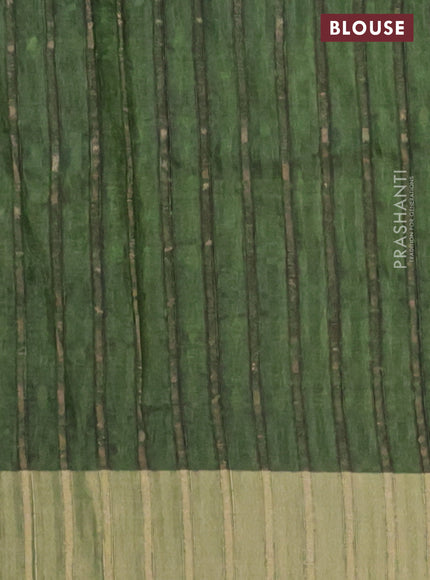 Semi matka saree green and lime green with allover ikat buttas and zari woven border