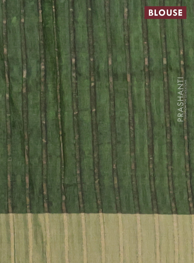 Semi matka saree green and lime green with allover ikat buttas and zari woven border